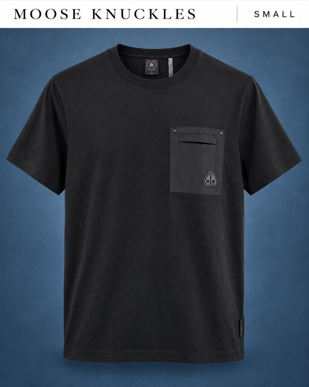 Moose Knuckles Utility Pocket T-Shirt Men’s Small Black NWOT Tonal Logo Tee